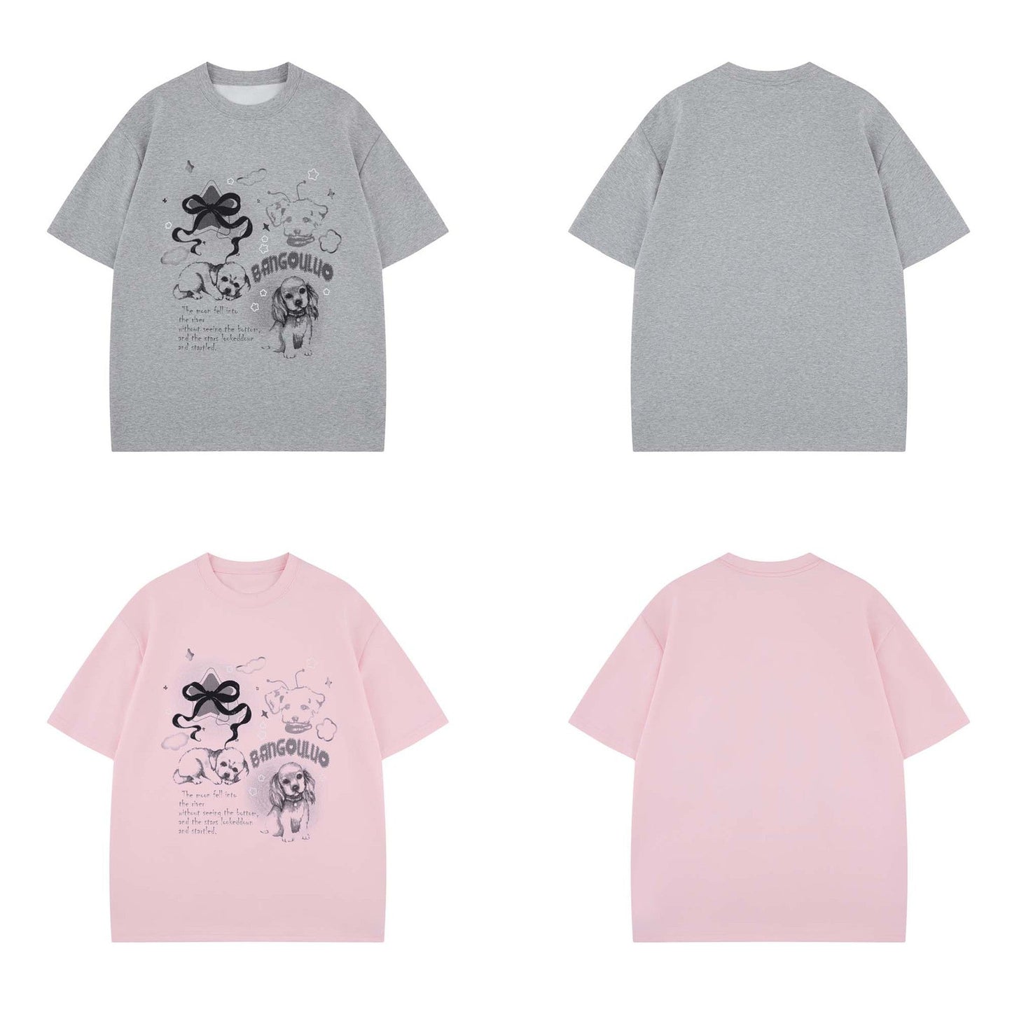 T-shirt à manches courtes style urbain imprimé chien eprolo
