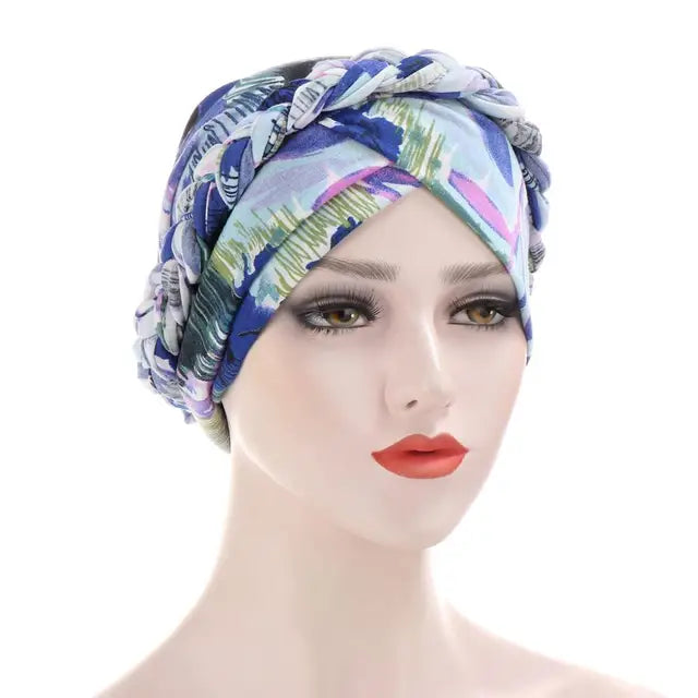 turban pré-noué en soie tressée pour femmes eprolo