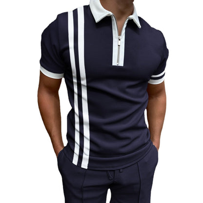 Polo zipper checkered men's T-shirt top eprolo
