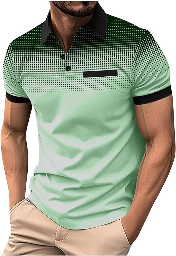 Gradient printed polo men's sports polo shirt with polka dot short sleeves eprolo