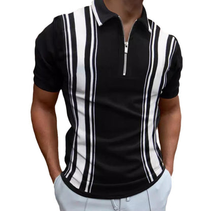 Zipper color blocked men's T-shirt POLO top eprolo