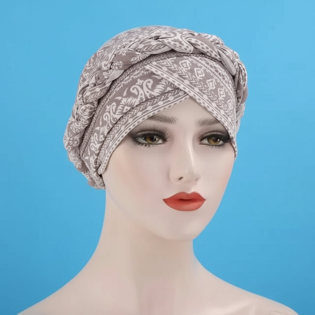 Muslim Women Silk Braid Pre tied Turban Hat Headscarf Cancer Chemo Beanie Cap Headwear Head Wrap Hair Accessories eprolo