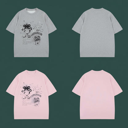 T-shirt à manches courtes style urbain imprimé chien eprolo