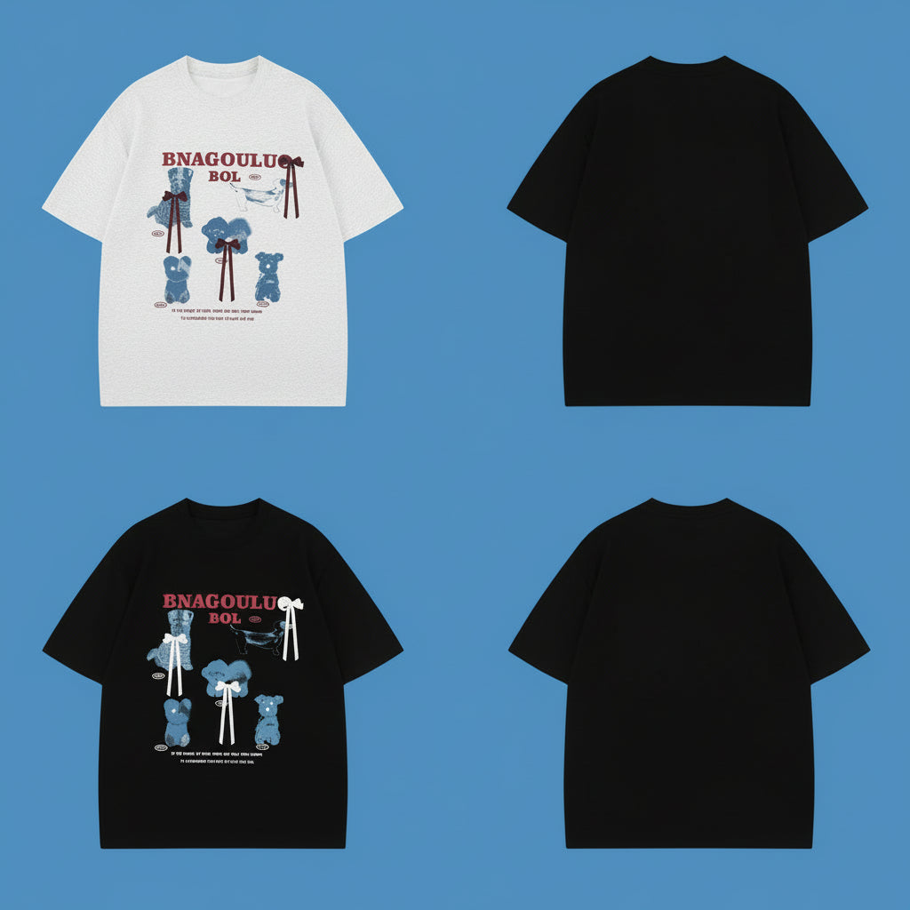 Street Style Dog Letter Print Short Sleeve T-Shirt Unisex Loose Casual Half Sleeve Top eprolo