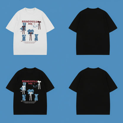 Street Style Dog Letter Print Short Sleeve T-Shirt Unisex Loose Casual Half Sleeve Top eprolo