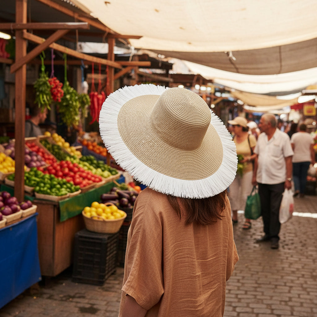 chapeau de paille à franges eprolo