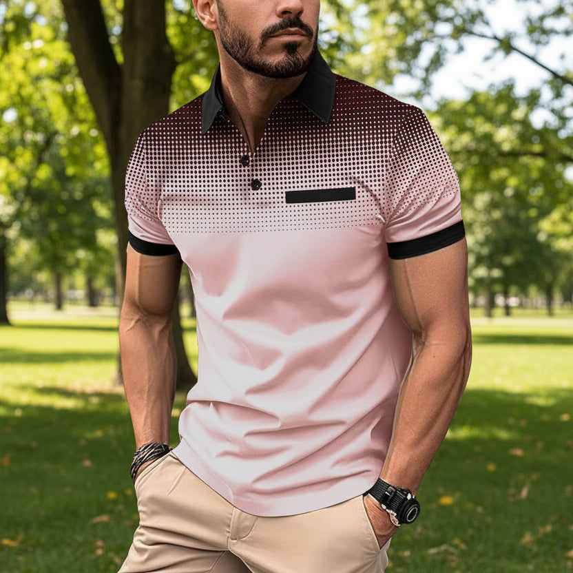 Gradient printed polo men's sports polo shirt with polka dot short sleeves eprolo