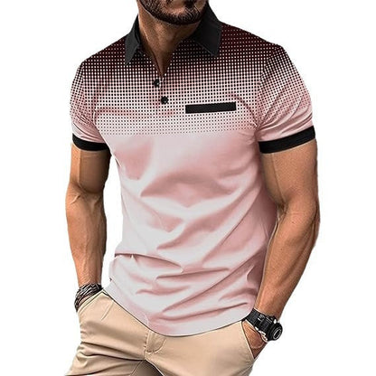 Gradient printed polo men's sports polo shirt with polka dot short sleeves eprolo