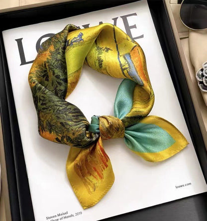 Small scarf versatile temperament mulberry silk small square scarf multifunctional headband scarf eprolo