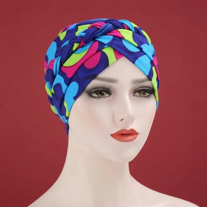 Muslim Women Silk Braid Pre tied Turban Hat Headscarf Cancer Chemo Beanie Cap Headwear Head Wrap Hair Accessories eprolo