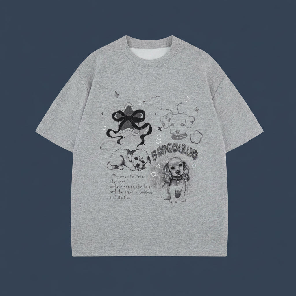 T-shirt à manches courtes style urbain imprimé chien eprolo