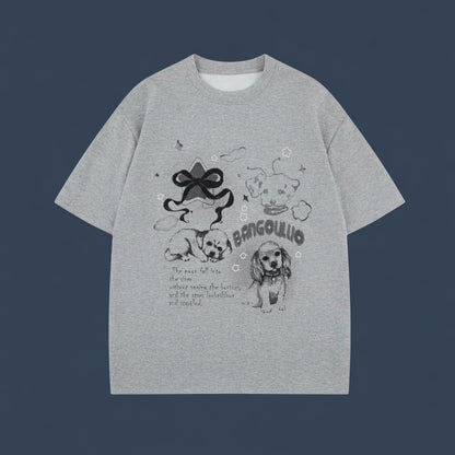 T-shirt à manches courtes style urbain imprimé chien eprolo