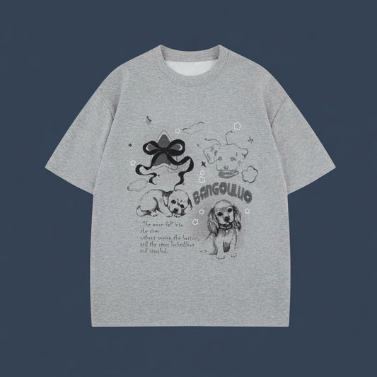 T-shirt à manches courtes style urbain imprimé chien eprolo