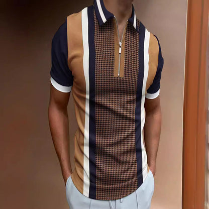 Polo zipper checkered men's T-shirt top eprolo