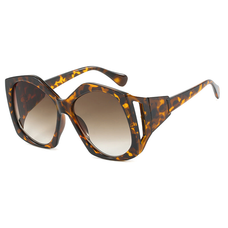 Large frame irregular polygon sunglasses, European and American personalized hollow sunglasses, fashionable sun shading sunglasses eprolo