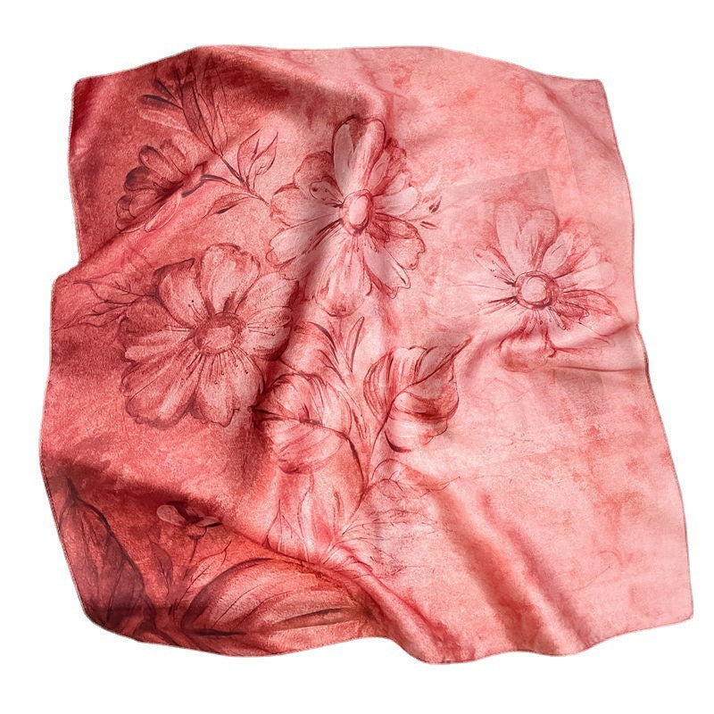 Small square scarf, mulberry silk flower, Hangzhou silk scarf, versatile in spring and autumn eprolo
