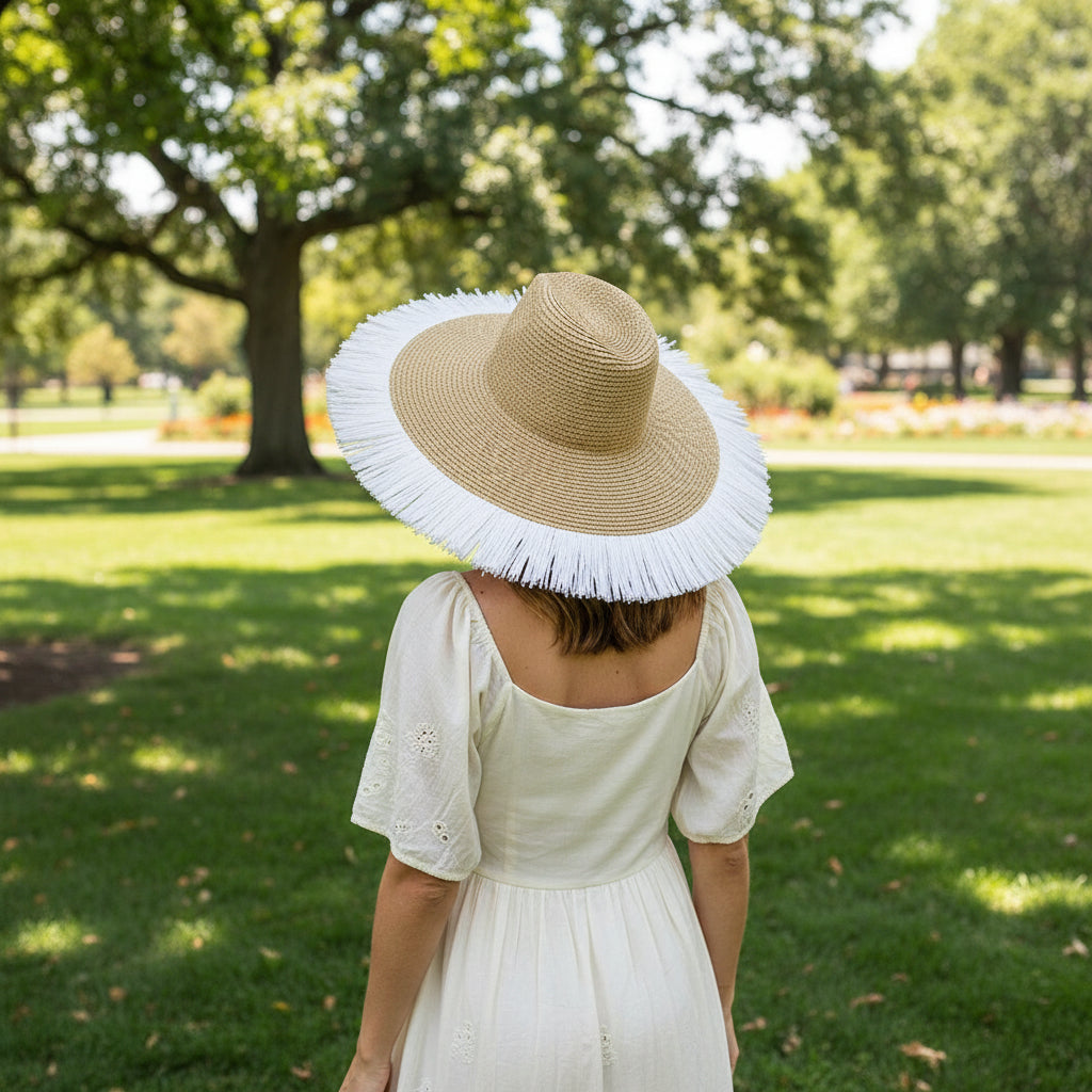 chapeau de paille à franges eprolo