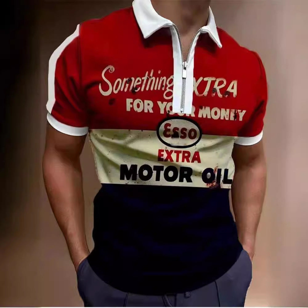 Zipper color blocked men's T-shirt POLO top eprolo