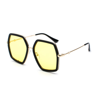 lunettes de soleil à monture large européenne et américaine pour femmes, lunettes de soleil en métal