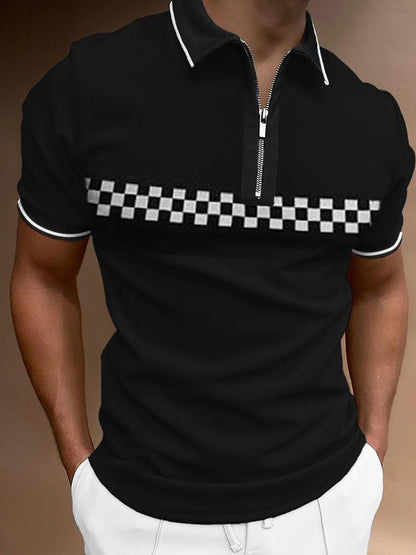 Zipper color blocked men's T-shirt POLO top eprolo