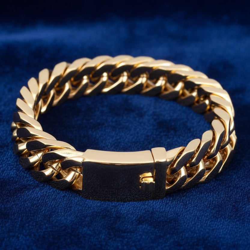 Fashionable 18K gold plated men's electroplated alloy double buckle bracelet eprolo