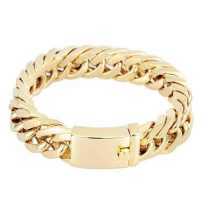 Fashionable 18K gold plated men's electroplated alloy double buckle bracelet eprolo