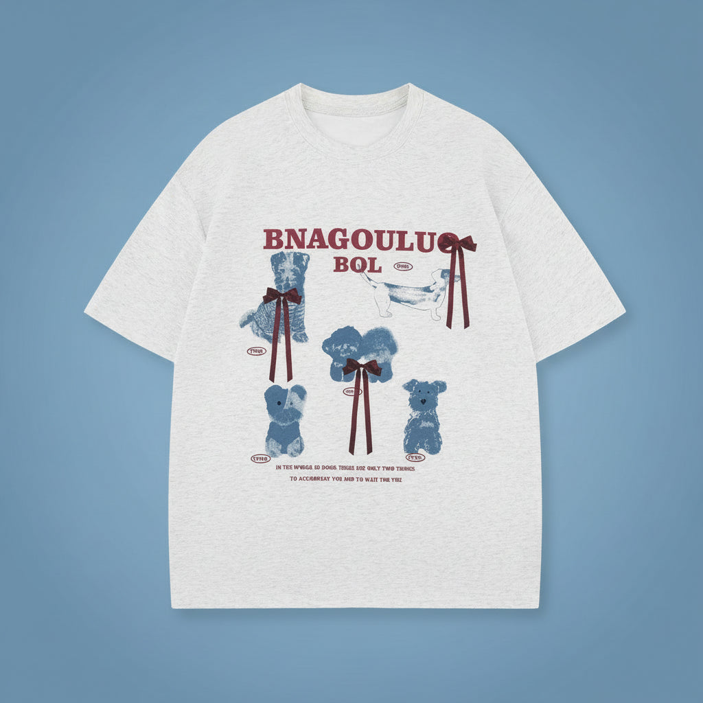 Street Style Dog Letter Print Short Sleeve T-Shirt Unisex Loose Casual Half Sleeve Top eprolo