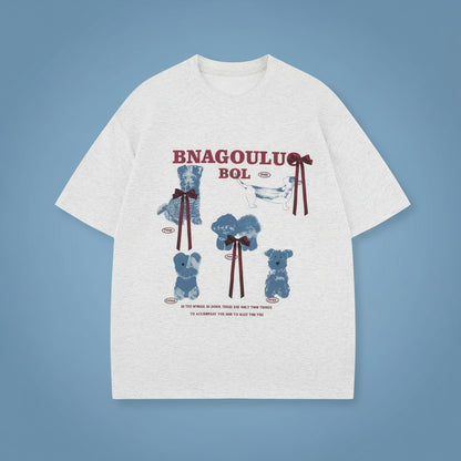 Street Style Dog Letter Print Short Sleeve T-Shirt Unisex Loose Casual Half Sleeve Top eprolo