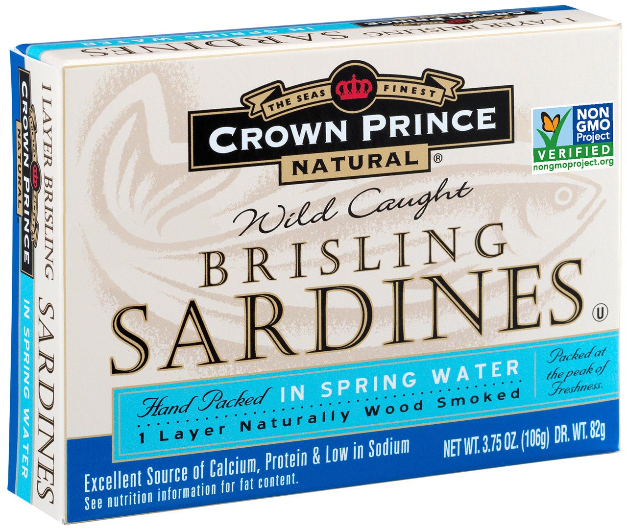 Crown Prince Brisling Sardines in Water (12x3.75 Oz)-0