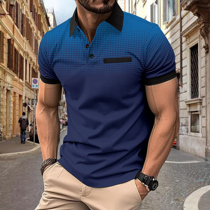 Gradient printed polo men's sports polo shirt with polka dot short sleeves eprolo