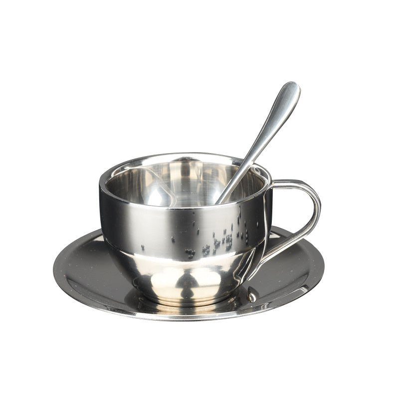 tasse:  ensemble de tasses à café en acier inoxydable, tasse à café à isolation thermique tasse à double pont
