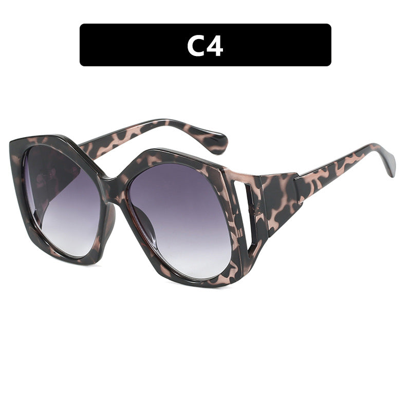 Large frame irregular polygon sunglasses, European and American personalized hollow sunglasses, fashionable sun shading sunglasses eprolo