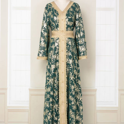 Dress with floral patterns and hot stamping fashionable robe eprolo