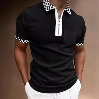Zipper color blocked men's T-shirt POLO top eprolo