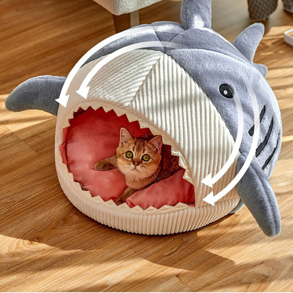 maison confortable pour animaux, nid pour chat et chien avec tapis, grande bouche de requin, fournitures pour animaux de compagnie