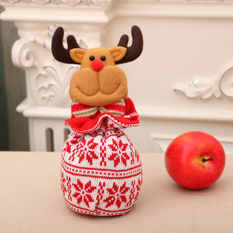 nouveau sac cadeau de Noel pour enfants, sac en laine tricotée, sac en forme de pomme, sac cadeau pour la veille de Noel - le sable vert