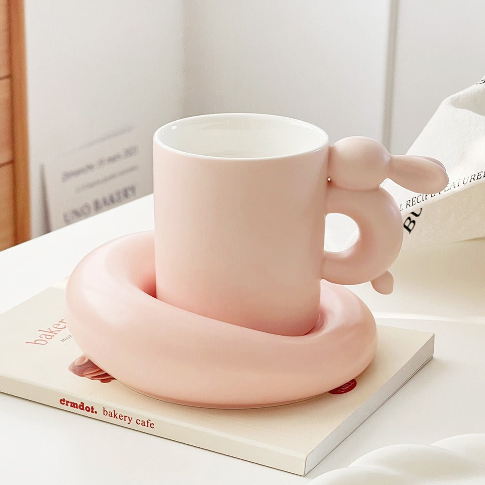 tasse à café en céramique, ensemble de tasses lapin et soucoupes, design  Sense ins, thé de l'après-midi dans une tasse de grande valeur