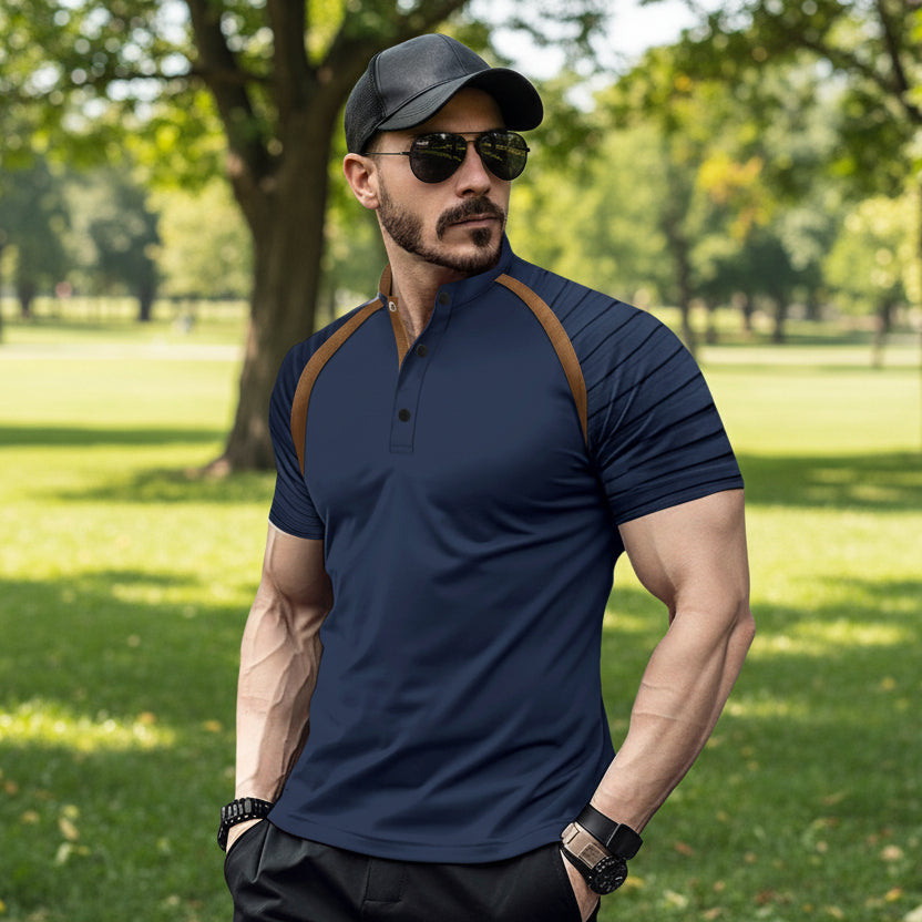 Polo shirt with striped arms for men's sports polo shirt eprolo