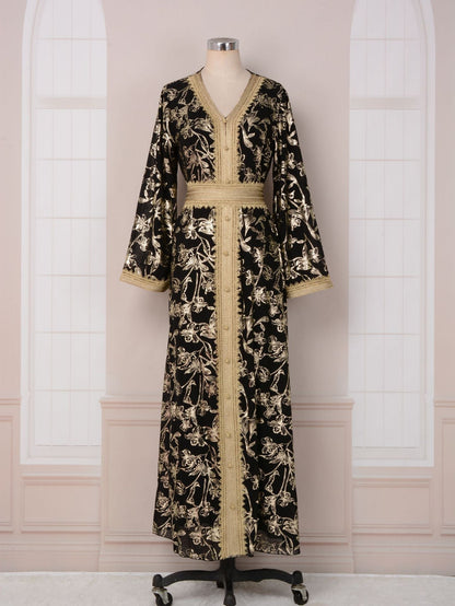 Dress with floral patterns and hot stamping fashionable robe eprolo