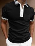 Zipper color blocked men's T-shirt POLO top eprolo