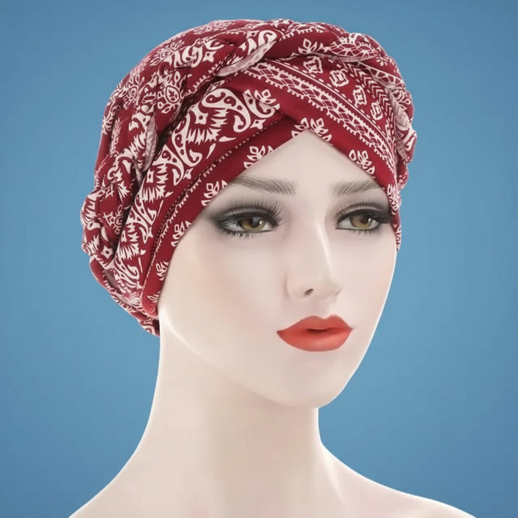 Muslim Women Silk Braid Pre tied Turban Hat Headscarf Cancer Chemo Beanie Cap Headwear Head Wrap Hair Accessories eprolo