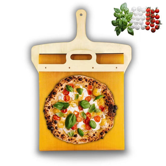 pelle en bois coulissante pour pizza, pelle à pizza portable, spatule à pizza coulissante avec poignée, fournitures de cuisson, outils de cuisine - le sable vert