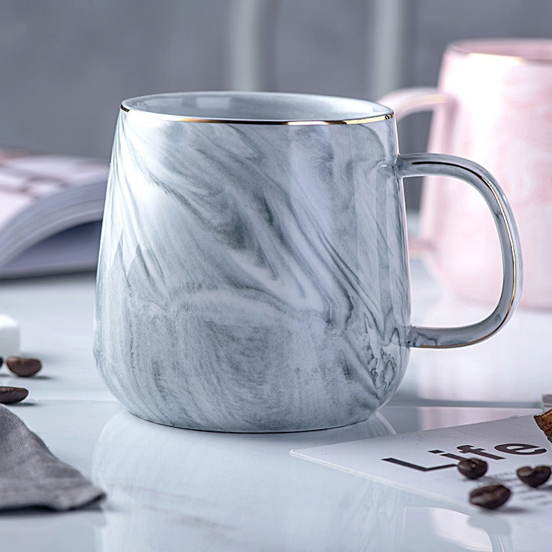 tasse en céramique, tasse à café à bords dorés, tasse de petit déjeuner, nouvelle tasse  créative et personnalisée - le sable vert