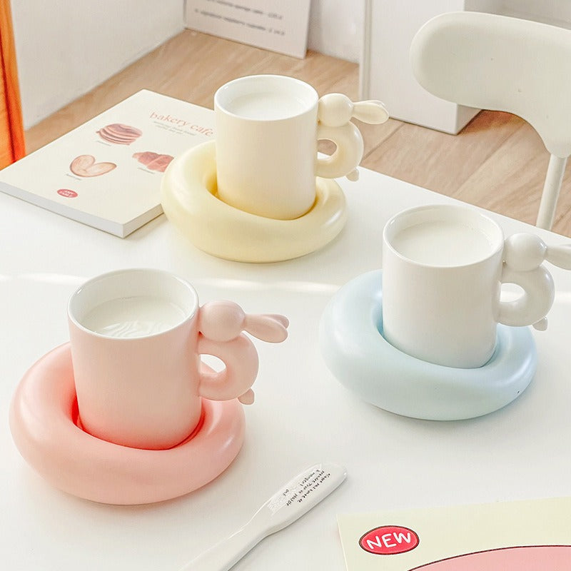 tasse à café en céramique, ensemble de tasses lapin et soucoupes, design  Sense ins, thé de l'après-midi dans une tasse de grande valeur