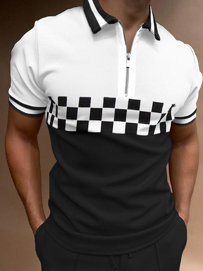 Zipper color blocked men's T-shirt POLO top eprolo