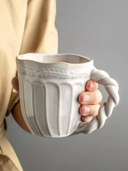 tasse en céramique, tasse petit déjeuner, tasse 350 ml, tasse petit déjeuner quotidien, café, lait, chocolat - le sable vert