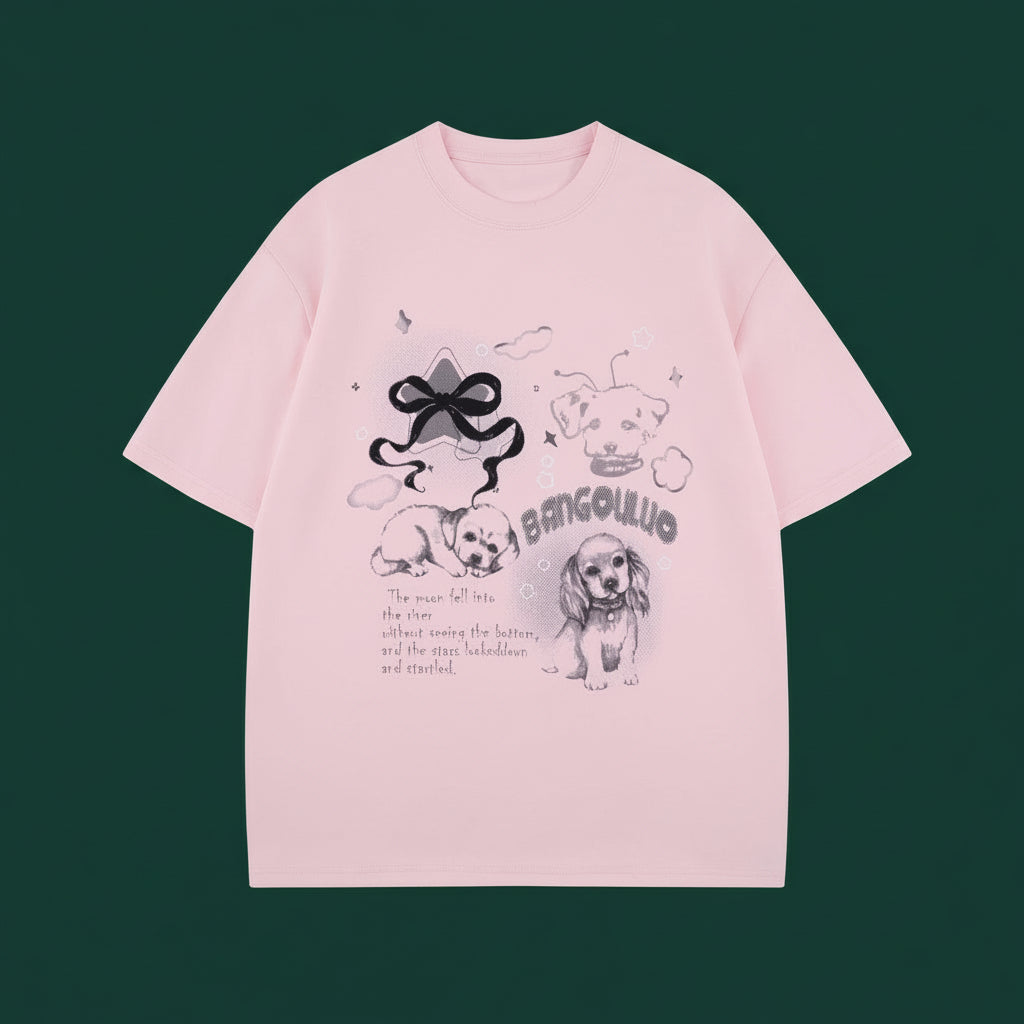 T-shirt à manches courtes style urbain imprimé chien eprolo