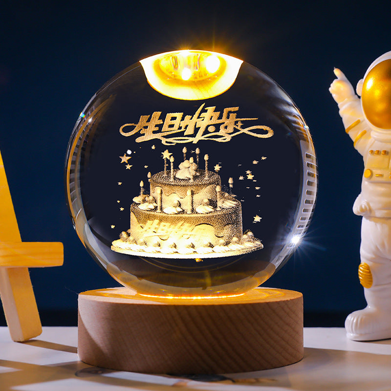 Starry Sky 3D Micro Landscape Crystal Ball Home Desktop Creative Interior Carving White Crystal Ball Ornament Craft Gift product