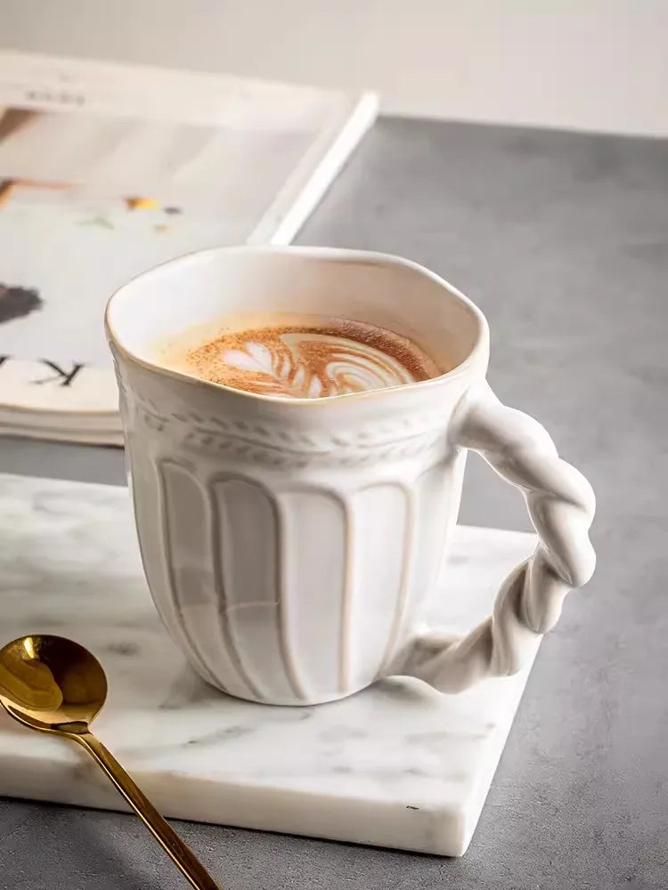 tasse en céramique, tasse petit déjeuner, tasse 350 ml, tasse petit déjeuner quotidien, café, lait, chocolat - le sable vert