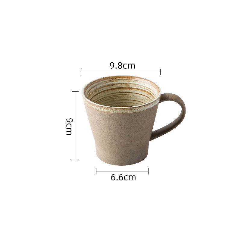 Coarse pottery coffee cup and plate set creative handmade retro coffee cup artistic cup plate milk cup